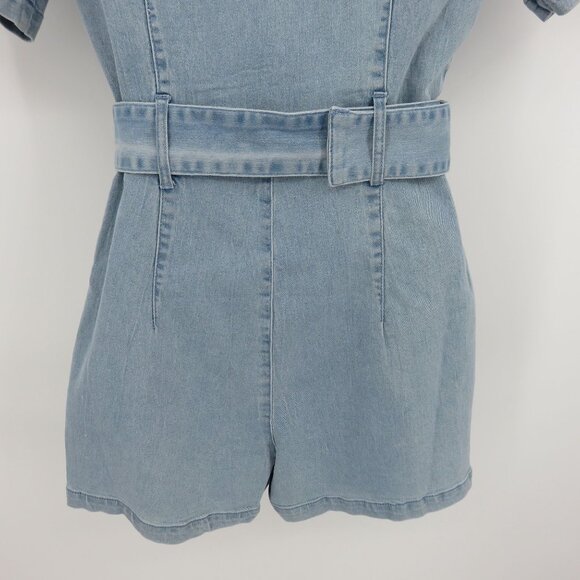 Missguided Women 4 Blue Jean Denim Stretch Zip Playsuit Romper One Piece NEW - Picture 6 of 11